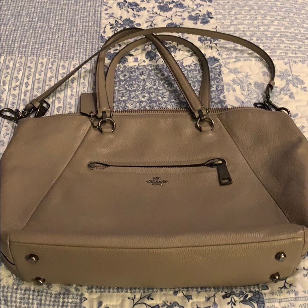 COACH Prairie Gray Pebbled Leather Shoulder Bag